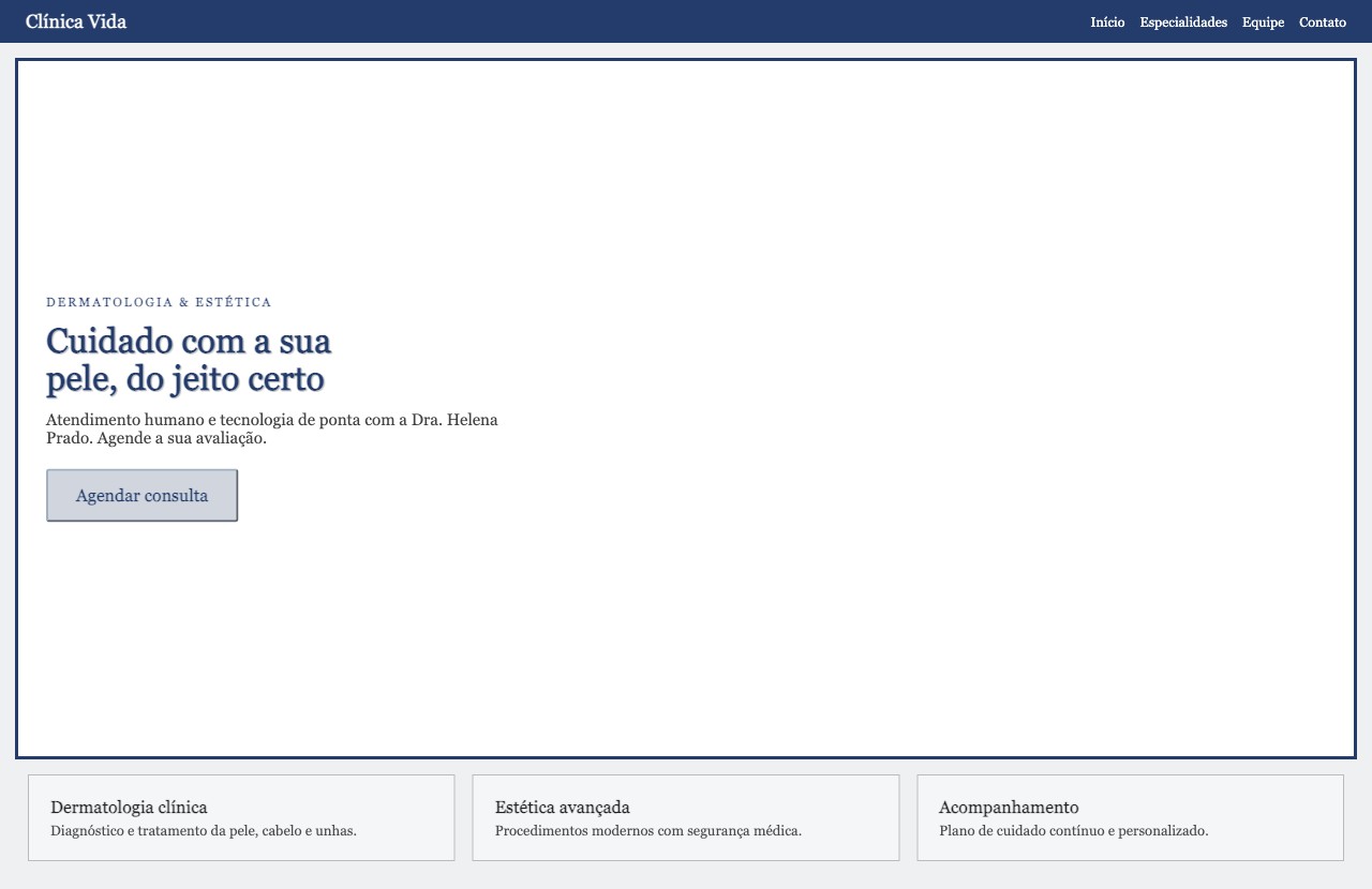 Site antes da atualização