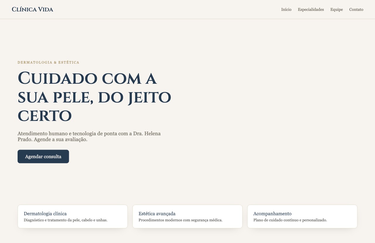 Site depois da atualização